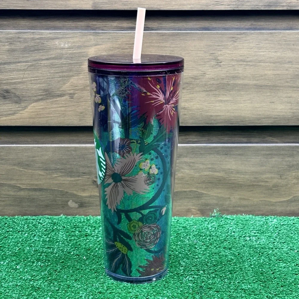 Starbucks Fall 2021 Rising Floral Flowers‎ 24oz Cold Tumbler with Straw